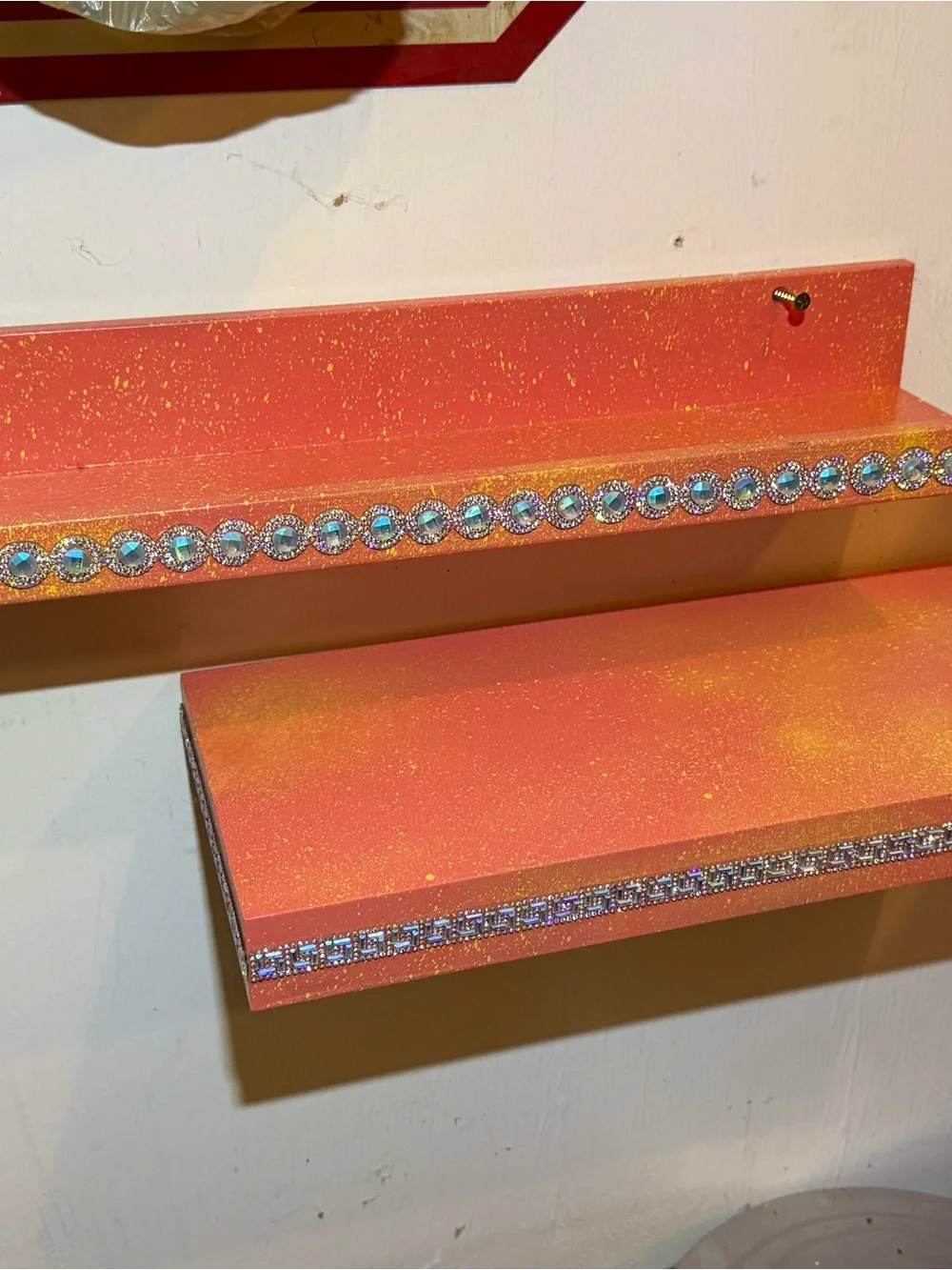 Coral peach Decorative Table Lamp Base with rhinestone Crystal Accents-